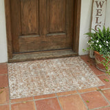 3' X 5' Cream And Ivory Abstract Washable Indoor Outdoor Area Rug