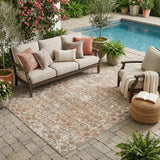 5' X 8' Cream And Ivory Abstract Washable Indoor Outdoor Area Rug