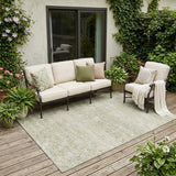 5' X 8' Sage And Green Abstract Washable Indoor Outdoor Area Rug