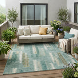 5' X 8' Aqua And Teal Blue Abstract Washable Indoor Outdoor Area Rug