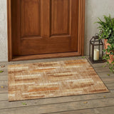 3' X 5' Copper And Orange Abstract Washable Indoor Outdoor Area Rug
