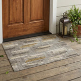 3' X 5' Pewter And Gray Abstract Washable Indoor Outdoor Area Rug