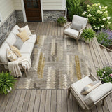 8' X 10' Pewter And Gray Abstract Washable Indoor Outdoor Area Rug