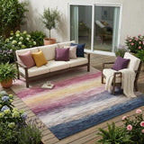 5' X 8' Blush And Pink Striped Washable Indoor Outdoor Area Rug