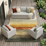 8' X 10' Green And Beige Striped Washable Indoor Outdoor Area Rug