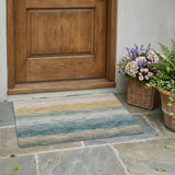 3' X 5' Teal Blue And Silver Striped Washable Indoor Outdoor Area Rug