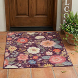 3' X 5' Plum And Purple Floral Washable Indoor Outdoor Area Rug