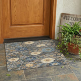 3' X 5' Pewter And Gray Floral Washable Indoor Outdoor Area Rug