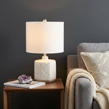 19" Off White Round Table Lamp With Drum Shade