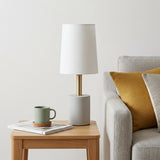 18" Gray Round Bedside Lamp With Drum Shade