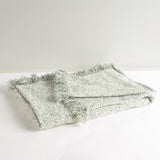 50" X 60" Ivory And Green Throw Blanket with Fringe