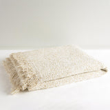 50" X 60" Ivory And Sand Throw Blanket with Fringe