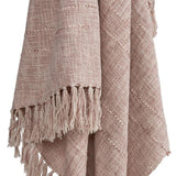 50" X 60" Khaki And Natural Cotton Throw Blanket with Fringe