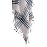 50" X 60" Ivory And Navy Blue Plaid Throw Blanket with Fringe