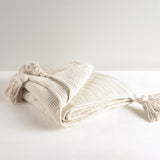 50" X 60" Vanilla Cotton Throw Blanket with Tassels