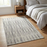 3' X 5' Beige And Chocolate Striped Shag Washable Area Rug With UV Protection