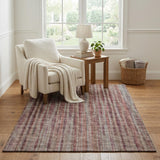 5' X 8' Burgundy And Gray Striped Shag Washable Area Rug With UV Protection