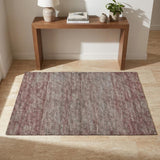 3' X 5' Burgundy And Ivory Abstract Shag Washable Area Rug With UV Protection