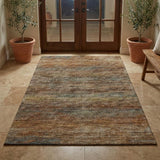 3' X 5' Orange And Brown Abstract Shag Washable Area Rug With UV Protection
