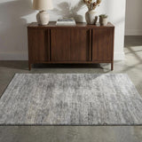 3' X 5' Silver And Ivory Abstract Shag Washable Area Rug With UV Protection