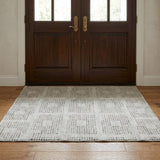 3' X 5' Beige And Chocolate Geometric Shag Washable Area Rug With UV Protection