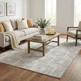 5' X 8' Beige And Chocolate Geometric Shag Washable Area Rug With UV Protection