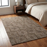 3' X 5' Brown And Beige Geometric Shag Washable Area Rug With UV Protection