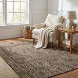 5' X 8' Brown And Beige Geometric Shag Washable Area Rug With UV Protection