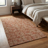 3' X 5' Orange And Chocolate Geometric Shag Washable Area Rug With UV Protection