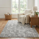 5' X 8' Gray And Charcoal Geometric Shag Washable Area Rug With UV Protection