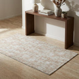 3' X 5' Ivory And Orange Geometric Shag Washable Area Rug With UV Protection