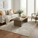 5' X 8' Ivory And Orange Geometric Shag Washable Area Rug With UV Protection