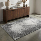 3' X 5' Black And Chocolate Abstract Shag Washable Area Rug With UV Protection