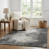 5' X 8' Black And Chocolate Abstract Shag Washable Area Rug With UV Protection