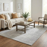 5' X 8' Gray And Ivory Abstract Shag Washable Area Rug With UV Protection