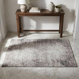 3' X 5' Taupe And Chocolate Abstract Shag Washable Area Rug With UV Protection