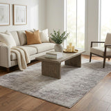 5' X 8' Taupe And Chocolate Abstract Shag Washable Area Rug With UV Protection