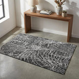 3' X 5' Charcoal And Gray Abstract Shag Washable Area Rug With UV Protection