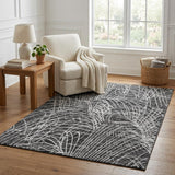 5' X 8' Charcoal And Gray Abstract Shag Washable Area Rug With UV Protection