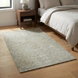 3' X 5' Sage And Olive Green Abstract Shag Washable Area Rug With UV Protection
