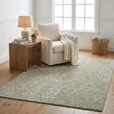 5' X 8' Sage And Olive Green Abstract Shag Washable Area Rug With UV Protection