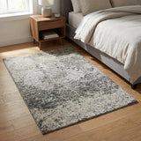 3' X 5' Gray And Charcoal Abstract Shag Washable Area Rug With UV Protection