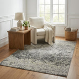 5' X 8' Gray And Charcoal Abstract Shag Washable Area Rug With UV Protection