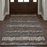 3' X 5' Brown And Charcoal Striped Shag Washable Area Rug With UV Protection