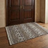 3' X 5' Brown And Charcoal Chevron Shag Washable Area Rug With UV Protection