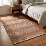 3' X 5' Orange And Blue Chevron Shag Washable Area Rug With UV Protection