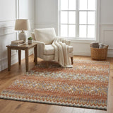 5' X 8' Orange And Blue Chevron Shag Washable Area Rug With UV Protection