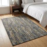 3' X 5' Charcoal And Ivory Striped Shag Washable Area Rug With UV Protection