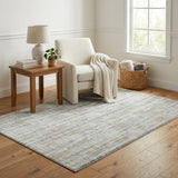 5' X 8' Ivory And Blue Striped Shag Washable Area Rug With UV Protection