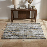 3' X 5' Silver And Charcoal Striped Shag Washable Area Rug With UV Protection